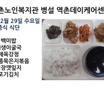 【데이케어】 2021년 12월 29일 수요일 식단공개 이미지