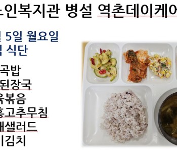 [데이케어] 2024년 8월둘쨰 주 중식 식단 공개 이미지