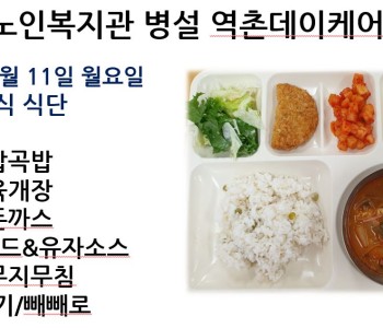 [데이케어] 2024년 11월 둘째 주 중식 식단 공개 이미지