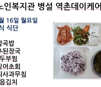 [데이케어] 2024년 12월 셋째 주 중식 식단 공개 이미지