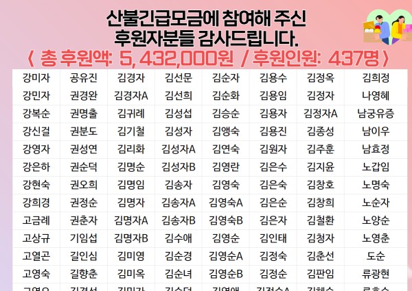 &lt;산불긴급모금에 참여해주셔서 감사드립니다&gt; 이미지