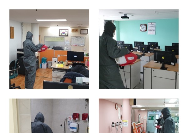 [시설관리사업] 코로나19바이러스 대응 외부업체 및 보건소 연계 복지관 병역실시. 이미지